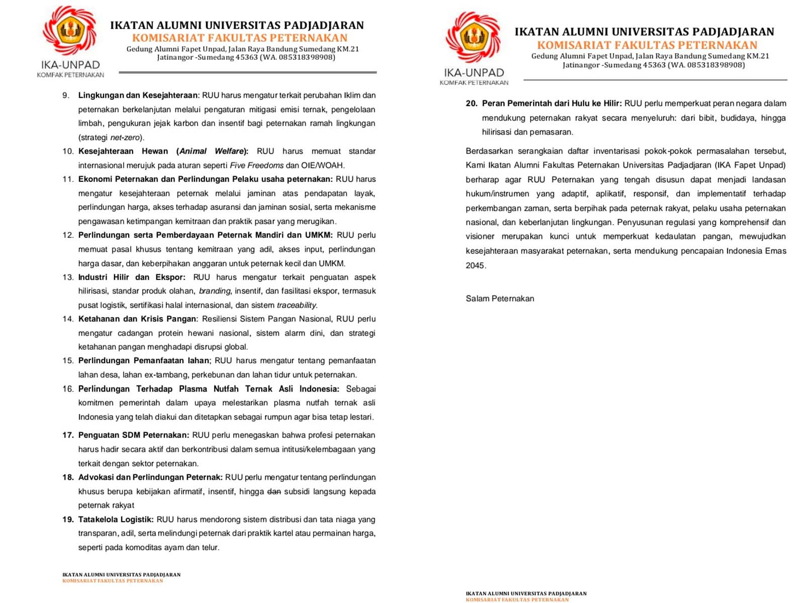 Suara IKA FAPET UNPAD untuk Revisi RUU PKH 4 uu 2